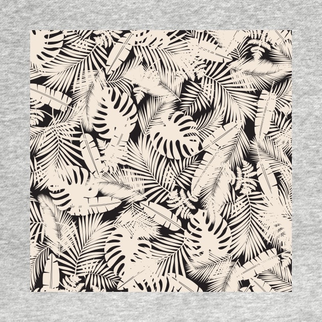 Tropical Leaves in Black and Ivory by matise